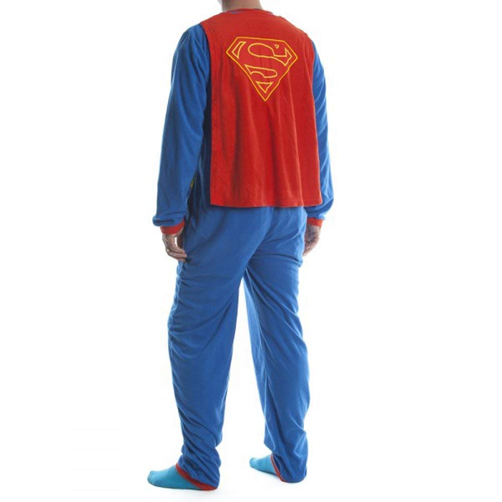 Superman DC Comics Adult Costume Pajamas Cosplay Jumpsuit Blue