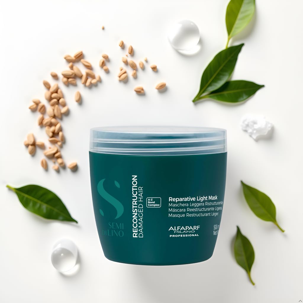 ALFAPARF MILANO Semi di Lino Reconstruction Light Bond Repair Hair Mask for Damaged Hair - Fine Hair - Hair Repair - Restructures, Strengthens - Color Safe - Deep Conditioner - Vegan (17.2 oz)
