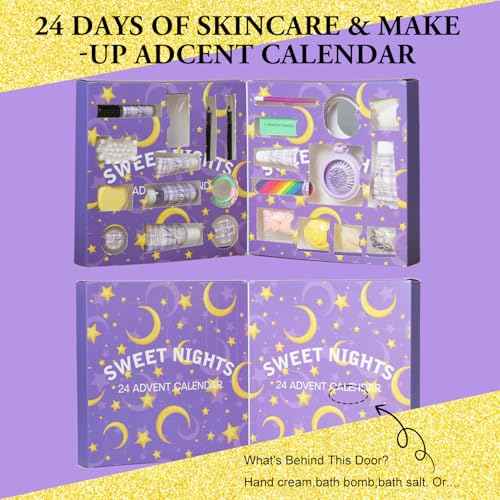 Beauty Advent Calendar 24 Days of Holiday Advent Calendar for Women, Mom, Wife, Her Holiday Gift,Pamper Kit- Unique Lavender Spa Gifts Basket Set Self-Care Spa Set ? Body Care Skin Care