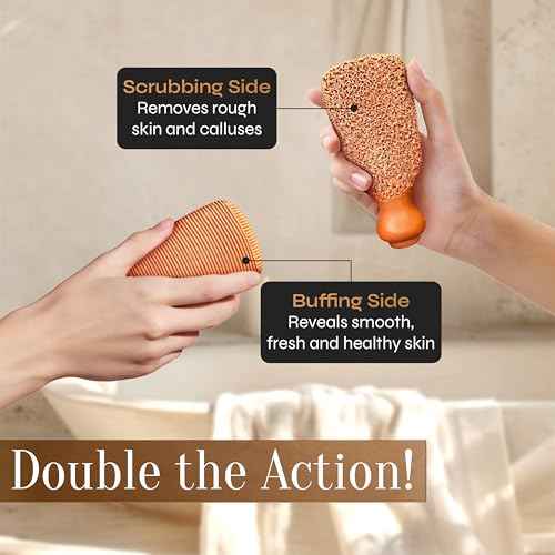 Fac?n Pumice Stone for Feet Callus Remover - Terra-Cotta Foot Scrubber with 2 Sides, 100% Pure Natural Foot Pumice Stone, Pedicure Pumice Stone Scrubber, Foot Exfoliator, Removes Calluses & Dead Skin