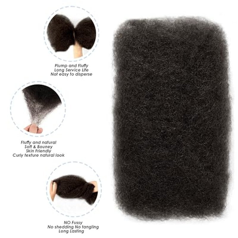 Afro Kinkys Bulk Human Hair,14 Inch 50g/Pack Afro Kinky-Curly Human Hair Bulk for Mini Twist, 4C Bulk Human Braiding Hair For Micro,Crochet,Repair, Dreadlocks,Locs Extensions