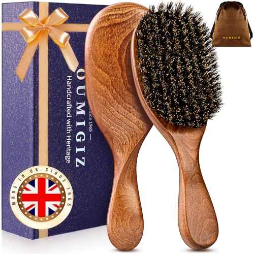 Boar Bristle Hair Brush Since 1965 British Craftsmanship, Handmade Natural Wooden Slick Back Hairbrush/Beard Brush, Pure Soft Bristles Gentle Detangling Women Men Kids Thin Fine Hair, Smooth & Shine