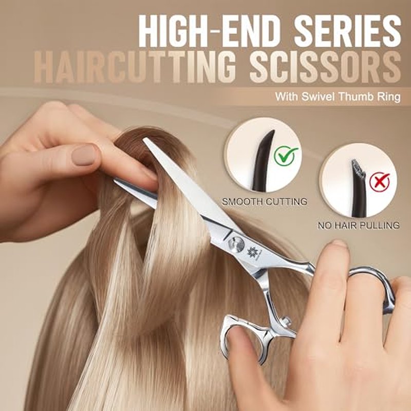 Dream Reach HIGH-END SERIES Japanese 440C Stainless 6.0" 360¡Æ Swivel Thumb Ring Professional Barber Razor Edge Hairdressing Straight Cutting Scissors