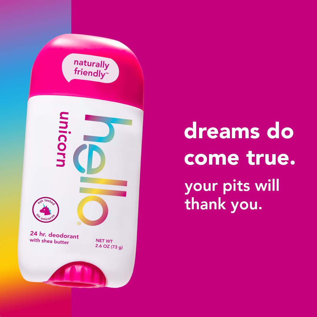 hello Deodorant Variety Pack (Sweet Coconut, Fresh Citrus, White Sage) & Unicorn Aluminum Free Deodorant for Women, Girls, Safe for Kids, Dermatologically tested, Natural Fragrance, 2 Pack