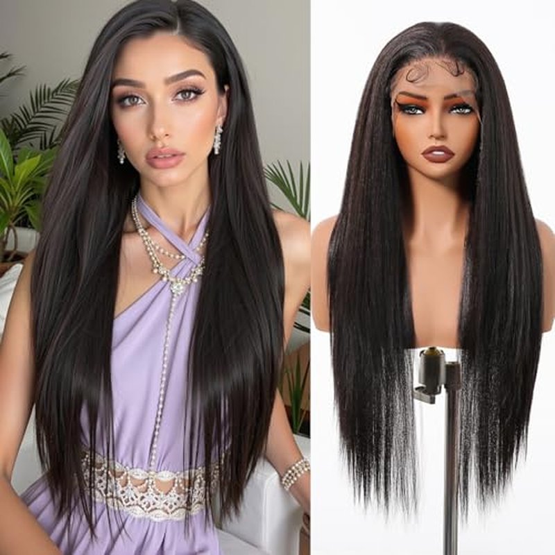 testar Black Lace Wigs 13x6 HD Lace Frontal Straight Wigs with Baby Hair 30 Inch Natural Black Lace Wig Synthetic Wig for Women Daily Use