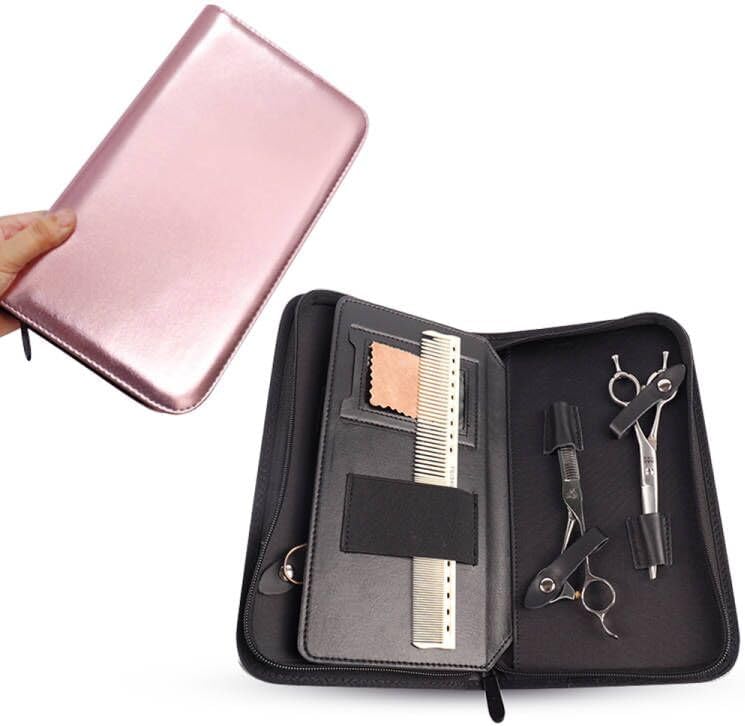 Scissor Pouch Bag - Salon Scissors Storage Case for Hairdressers & Barbers | PU Leather - Pink