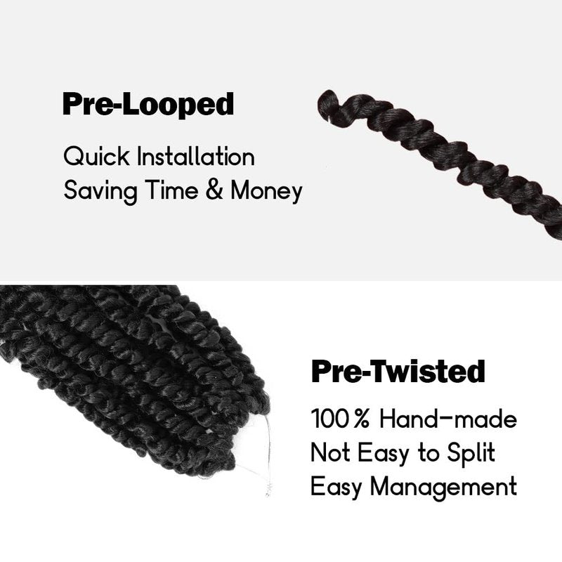 Long Passion Twist Hair 22 Inch Pre-twisted Passion Twists Crochet Hair Natural Black Pre-looped Synthetic Crochet Braids (8 Packs,1B)