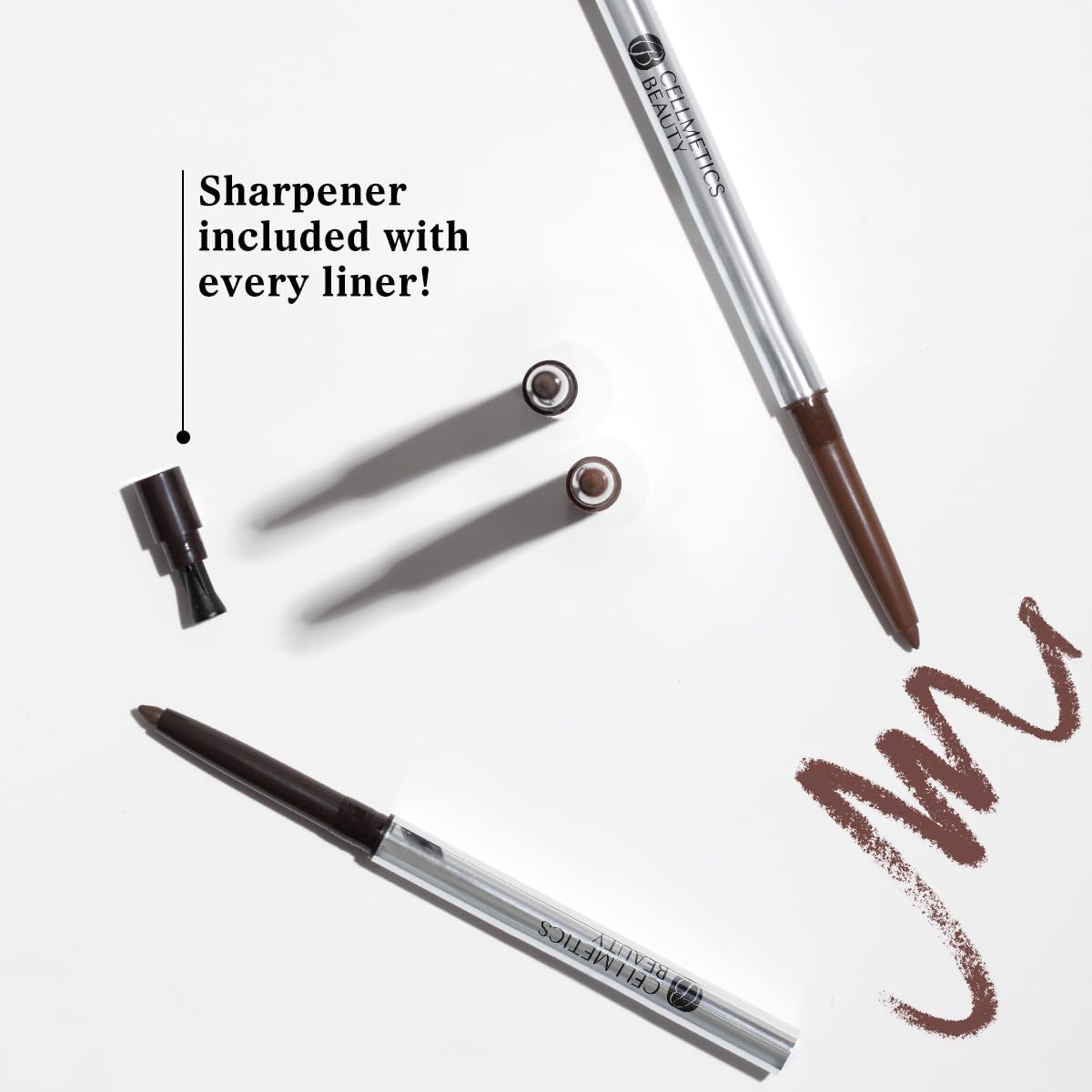 CELLMETICS Long-Wear Cream Eyeliner for Mature Women (Cold Brown (2)) - Water-Resistant, Long-Stay and Mess-Proof Eye Liner - Smudge Proof & Retractable Eyeliner Pencil for Older Women
