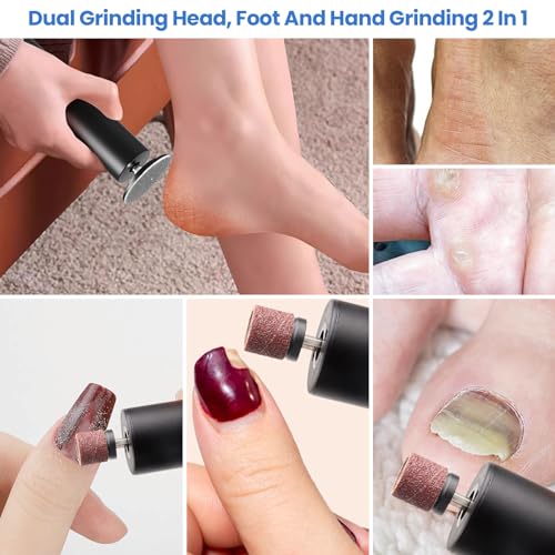 Electric Foot Callus Remover, 2 in 1 | 6 Speed Adjustable Foot File Nail Grinder with Sandpaper Disks, Professional Sander Pedicure Tool for Feet Dead Skin, Self Care Gifts for Women Mom Lover Friends