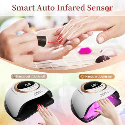 UV LED Nail Lamp, 280W Professional UV Nail Dryer Light for Gel Nails with 66 Beads, Fast Curing Gel Polish Lamp Auto Sensor 4 Timer Setting, Nail Art Drying Tools for Fingernail and Toenail