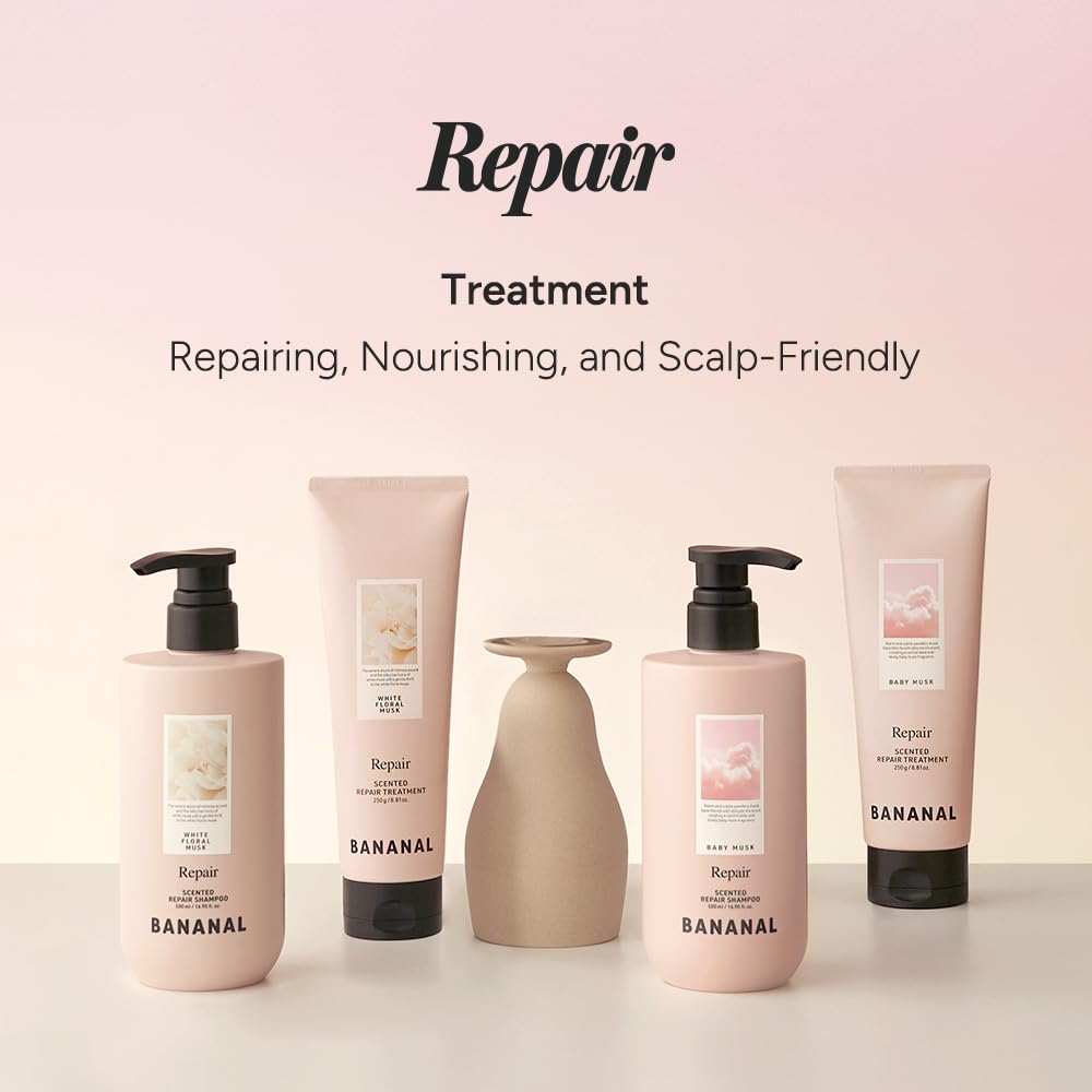 BANANAL Scented Repair Treatment Mask – Protein-Enriched Deep Repair for Damaged Hair – 17 Amino Acids, Botanical Oils, Shea Butter & Ceramide – Korean Hair Conditioner, Baby Musk, 100 ml / 3.4 fl oz