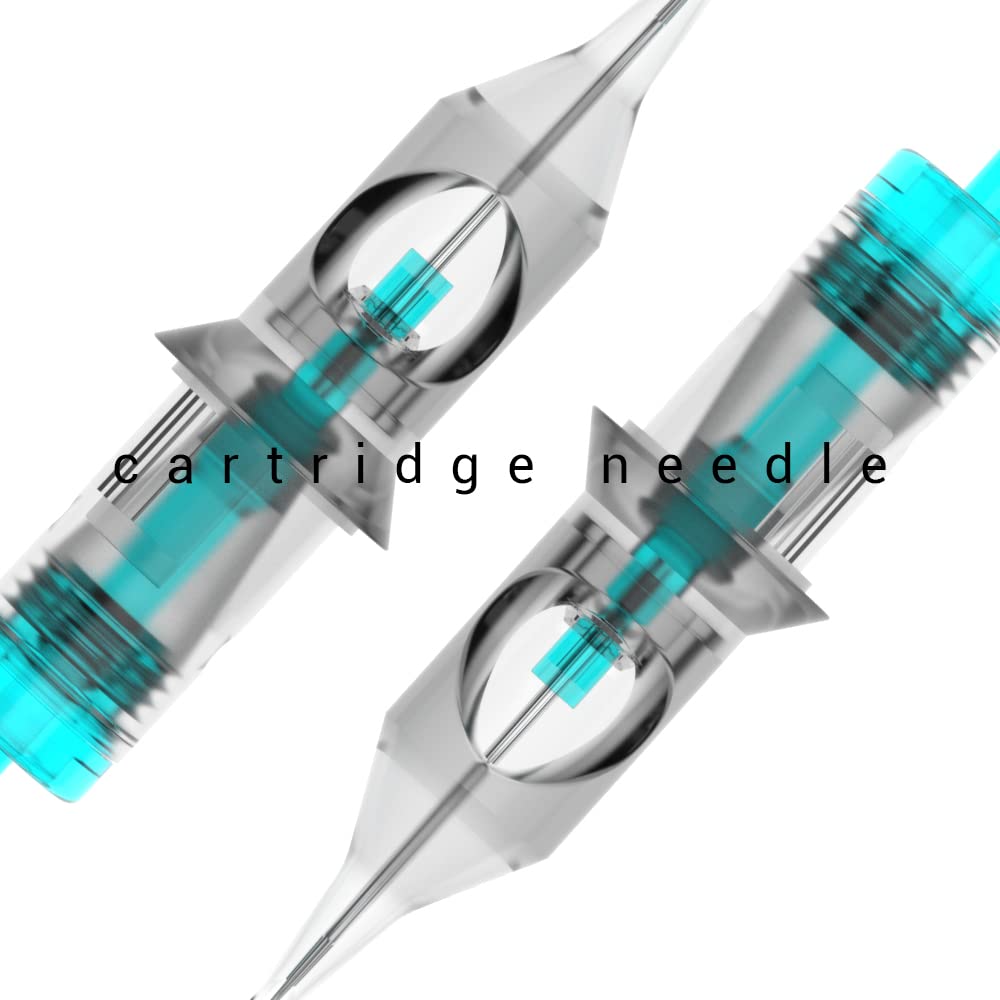 STIGMA Aquamarine Knight Tattoo Cartridge Needles #10(15RM) 50Pcs 0.3mm Bugpin Disposable Tattoo Needles Cartridges with Membrane Curved/Round Magnum EN02B-50-OF1015RM