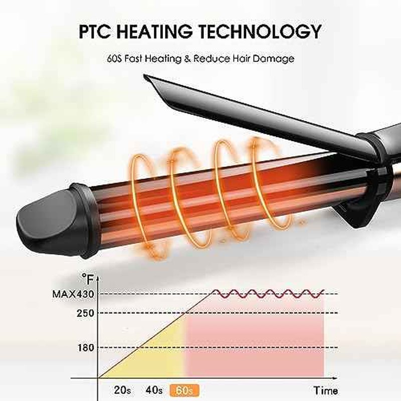 Nicebay 1 Inch Curling Iron, Ceramic Coated Hair Curling Wand, Rapid 430¡ÆF Heating, Temperature LED Display, 6 Temperature Settings, 60 Minutes Auto-Off