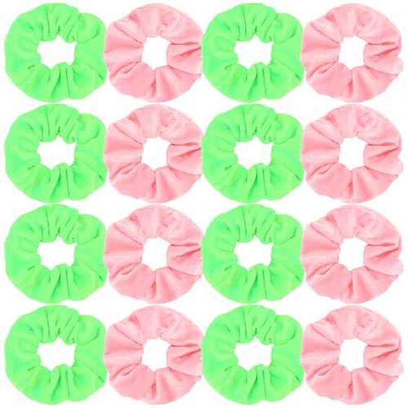 WHAVEL 16 Pack Witch Velvet Scrunchies Witch Party Favors, Pink & Green Hair Ties Movie Hair Accessories for Women Girls