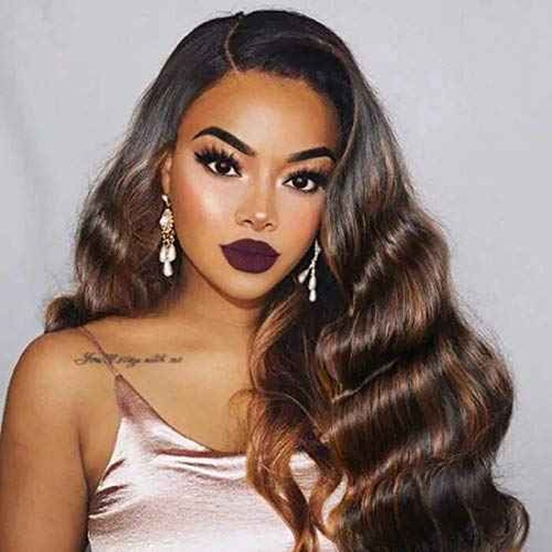 UNice Ombre Brown Highlight Body Wave Human Hair Weave 1 bundle 16 inch, Brazilian Remy Hair Dark Root Blonde Human Hair Weaves Extension Piano Color TFB30