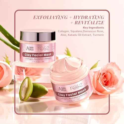 ANAiRUi Rose Skincare Gift Set, Christmas Gift for Women, Facial Skincare Kit for Women, Rose & Squalane Face wash and Moisturizer Set with Clay Mask, Face Cleanser and Facial Oil, Purify, Hydrate