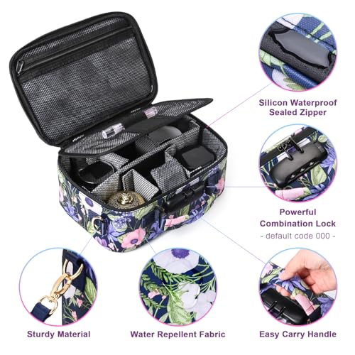 Storage Bag with Combination Lock Large Storage Container Cosmetic File Organizer Case Medicine Lock Box Portable Travel Storage Pouch Halloween Makeup Bag Purple