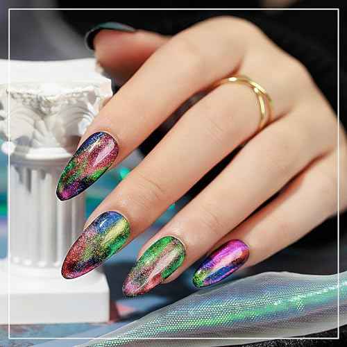 MIZHSE 9D Cat Eye Gel Nail Polish 8x10ML, Dual Color Galaxy Magnetic Nail Polish Gel, Magic Cateye Chameleon DIY Nail Art Manicure Set for Home with Magnet Stick