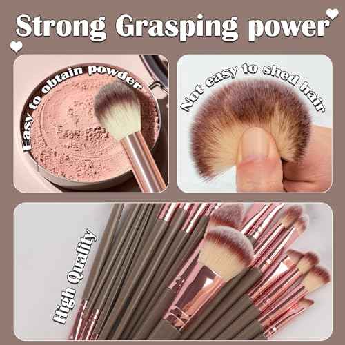 Makeup Brush Set, 48Pcs Makeup Tool Set Premium Synthetic Foundation Concealers Powder Eye Shadows Makeup Brushes Kit for for Beginner Professional, Brown