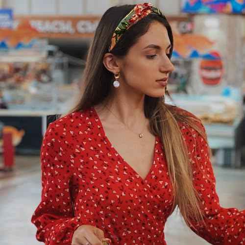 Madison Tyler Headbands for Women | Fashion Boho Headbands Top Knotted With Rhinestones Elastic Workout Hairbands | Outdoor and Party Headbands for Women Non Slip. (Floral)