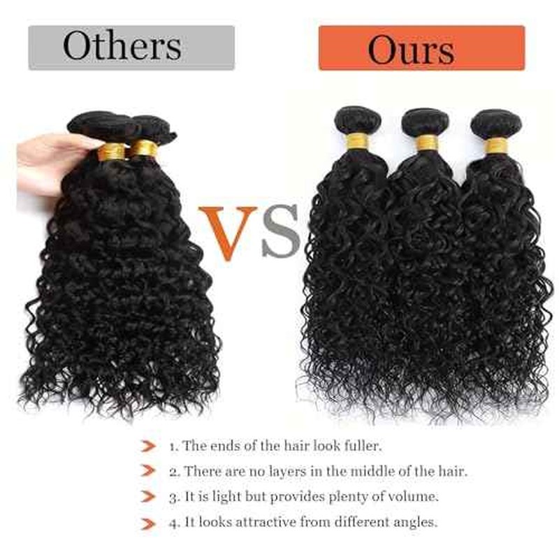 Water Wave Human Hair Bundles 12A Double Weft Deep Curly Wave Bundles 100% Unprocessed Brazilian Virgin Human Hair Natural Black Color Wet And Wavy Hair Extensions 14inch