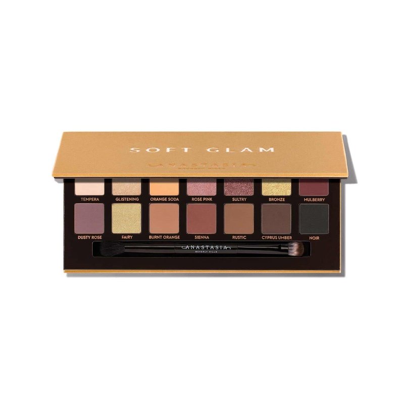Anastasia Beverly Hills Soft Glam Palette - Essential Neutral Eyeshadow Collection with High-Pigment Mattes and Shimmers, Travel-Friendly Palette with Dual-Ended Brush