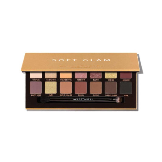 Anastasia Beverly Hills Soft Glam Palette - Essential Neutral Eyeshadow Collection with High-Pigment Mattes and Shimmers, Travel-Friendly Palette with Dual-Ended Brush
