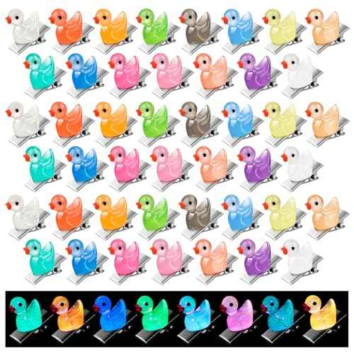 84Pcs Sprouts Rave Clips, Cute Mini Glow Resin Duck Clips for Hair, Festival Accessories for Girls Party Supplies