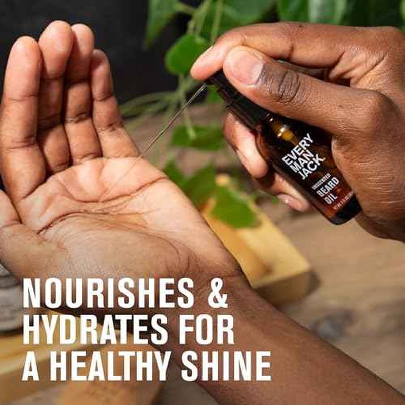 Every Man Jack Mens Beard Oil - Vanilla + Cedar Fragrance - Deeply Moisturizes and Softens Your Beard and Adds a Natural Shine - Naturally Derived with Shea Butter and Argan Oil - 1 fl oz