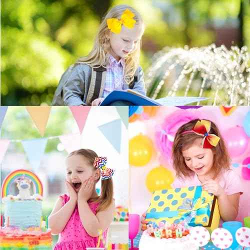 20PCS 5 Inch Hair Bows for Girls Alligator Clips Grosgrain Ribbon Heart Rainbow Big Bows Clips Hair Barrettes Accessories for Little Girls Kids Toddlers Teens