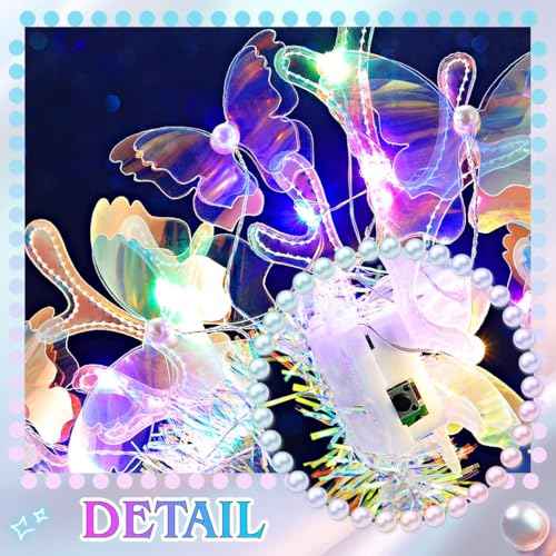 JONKY Light Up Butterfly Headband Glowing Mermaid Hair Band Rave Costume Hair Accessories for Women