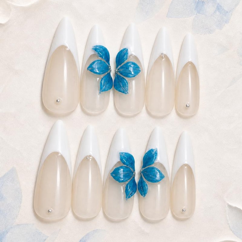 2IM Studio Handmade Press On Nails – 10 Piece Soft Gel Nail Kit with Glue & Tool Set, Reusable Artisan Nails, Salon-Quality Finish (Ruby Bloom-S)