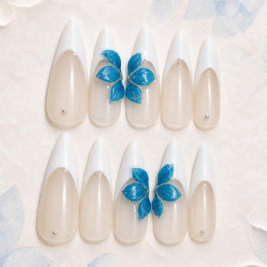 2IM Studio Handmade Press On Nails – 10 Piece Soft Gel Nail Kit with Glue & Tool Set, Reusable Artisan Nails, Salon-Quality Finish (Ruby Bloom-S)