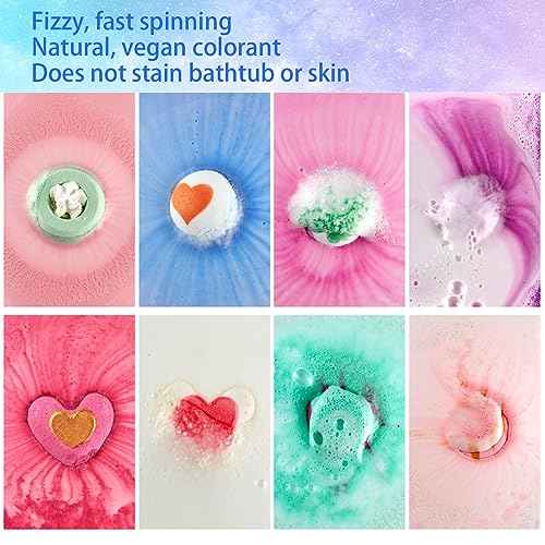 Bath Bombs for Girls - Bath Bombs, Valentines Day Gifts for Women Kids, Bubble Bath, Handmade Bath Bomb Gift Set Bathbombs Relaxing Spa Gifts Basket for Her Wife Mom Birthday