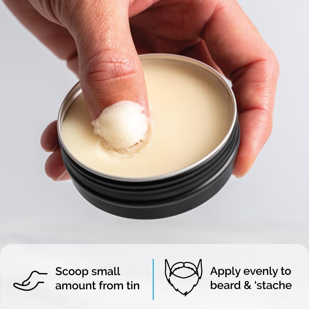 ZEUS Beard Balm, Natural Beeswax & Shea Butter Balm, Softening Conditioner for Facial Hair – MADE IN USA (Sandalwood) 2 oz.