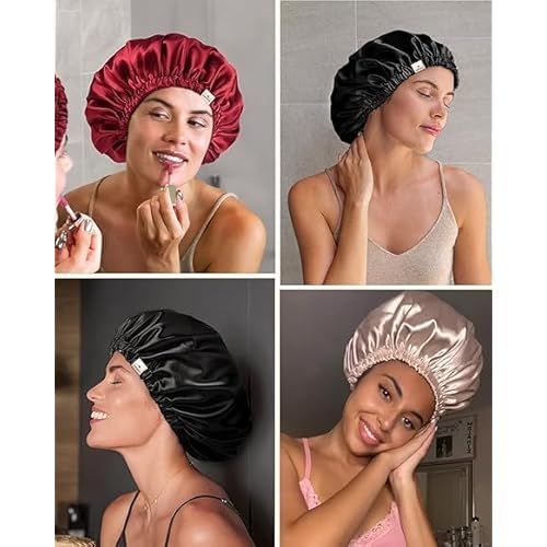 YANIBEST Silk Bonnet Satin Bonnet for Sleeping Women and Men, Adjustable Double Layer Hair Bonnet for Curly Braids Hair