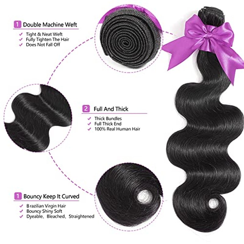 Body Wave Bundles 10A 1 Bundles Human Hair 100% Unprocessed Brazilian Virgin Raw Hair Bundles Extensions Double Weft Curly Weave Bundles Human Hair Natural Color Deals Full And Thick 26 Inch