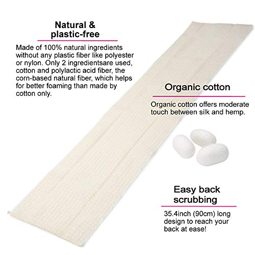 Exfoliating Washcloth [Made in Japan] Shower Back Scrubber, Natural Loofah