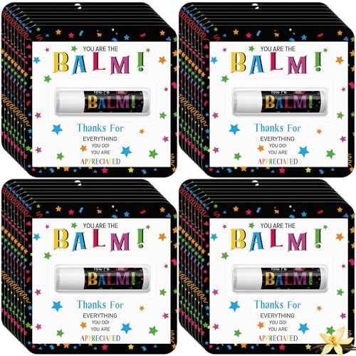 30 Pack Christmas Employee Appreciation Gifts Bulk Lip Balm Teacher Staff Team Xmas Thank You Gift You're the Balm Thanksgiving Party Favors Christmas Stocking Stuffers for Women Men Volunteer