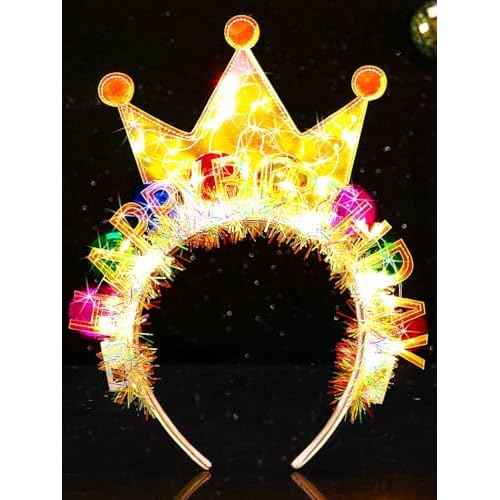 Light Up Birthday Crown Headband Happy Birthday Hats Party Festival Hair Accessories for Women