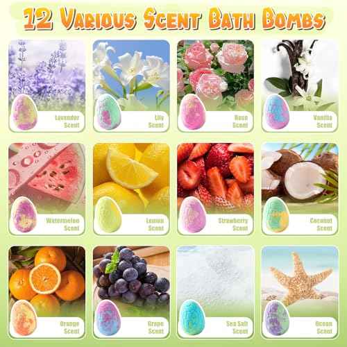 Golray Bath Bombs for Kids with Surprise Inside Dinosaur Toy, 12 Pack Dinosaur Eggs Bath Bombs Pretend Playset, Handmade Bubble Bath Fizzies Stocking Stuffers Birthday Christmas Gift for Boys