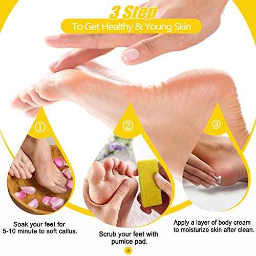 Disposable Foot Scrubber Sponge Pads Pedicure Pumice Stone for Feet Callus Remover Medium Coarse Yellow 40Pcs