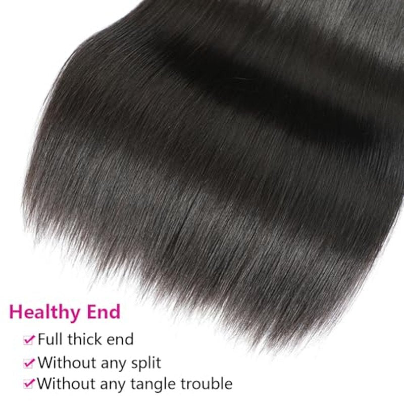 10A Brazilian Straight Human Hair 3 Bundles 10 12 14 Inch Straight Bundles Human Hair 100% Unprocessed Virgin Hair Weave Bundles Deals Hair 1B Black