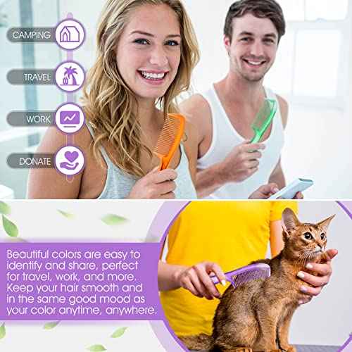 Nuogo 100 Pcs Colorful Hair Combs Bulk for Homeless Disposable Individually Wrapped Thanksgiving Pocket Combs for Women Men Hotel Shelter Homeless Supplies Charity Church Gifts(Stylish Style)