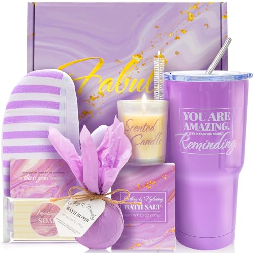 Lavender Relaxing Bath and Body Gift Set for Women - 8Pcs Unique Ideas for Birthday, Valentine's Day, Mother's Day, Christmas