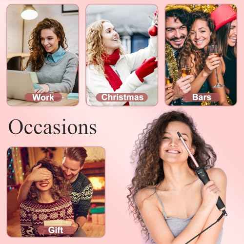 Curling Wand Professional Ceramic Hair Curling Iron 13mm for Short to Long Hair Styler Curler with Glove, Rapid Heating, Dual Voltage