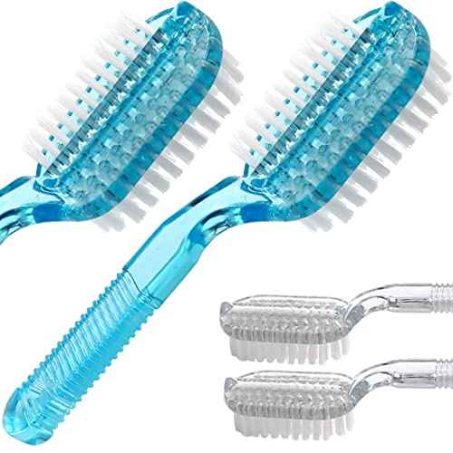 Handle Grip Fingernail Brush Two Sided Nail Brush Foot Scrub Brush Soft Stiff Bristles Hand Cleaning Brushes Nails Toes Scrubber for Men Women Kids,4 PCS