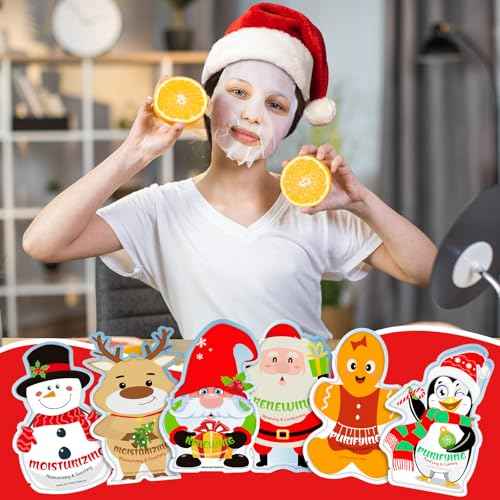 Timgle 12 Pcs Christmas Stocking Stuffers Bulk Facial Masks Skincare Face Sheet Masks Holiday Gifts for Women, Fragrance Hydrating Face Mask Spa Gifts Bulk for Coworker Adults Stocking Stuffer