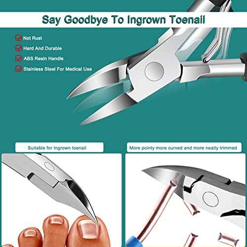 6Pcs Toenail Clippers for Thick Toenails Ingrown Nail Clippers, Large Toe Nail Clippers, Heavy Duty Toe Nail Clippersfor Seniors Toenail Clippers Set with Long Handle for Men