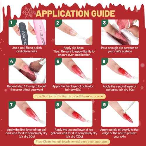 Aokitec Dip Powder Set, Advent Calendar 2025, 8 Christmas Colours for Nails, Red Glitter Green Dipping Set